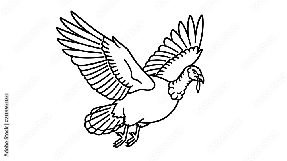 Fototapeta premium Flying bird illustration on white background.