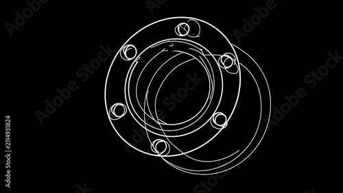 Technical drawing of mechanical flange white background.