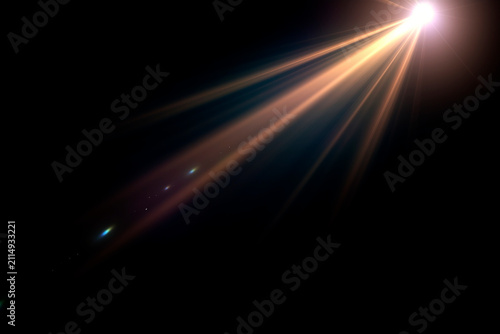 Light Ray Overlay Effect with Glowing Beam and Lens Flare