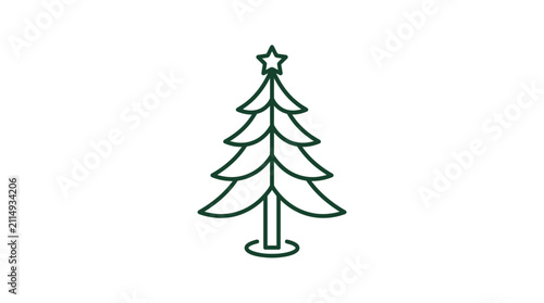 Minimalist Christmas Tree Icon with Star
