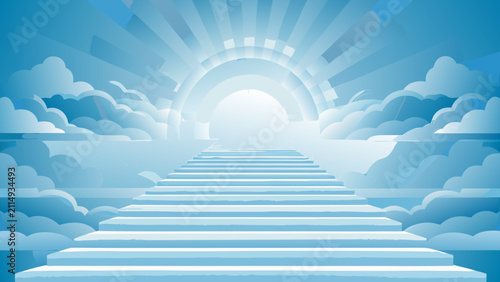 Foto Staircase Ascending To Light Vector Illustration With Blue Tones