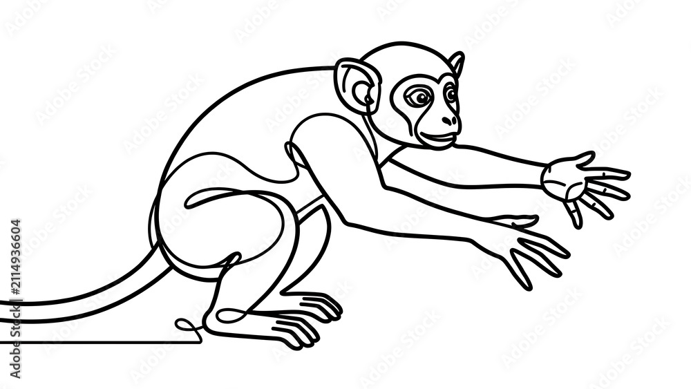 Fototapeta premium Monkey illustration on white background.
