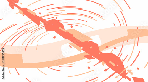Abstract Dynamic Orange Geometric Background with Motion Circles and Energy Trails