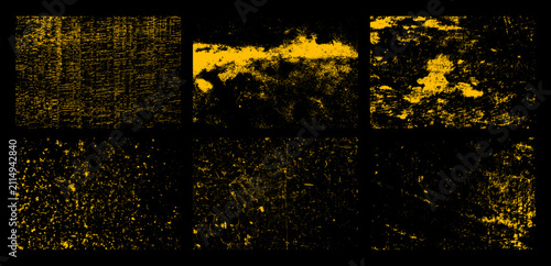 Quadro su tela Abstract Digital Artwork Featuring Glowing Yellow Patterns on Deep Contrasting B