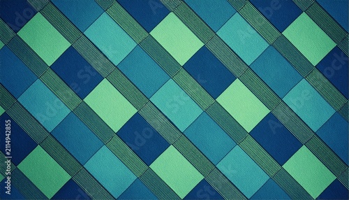 blue and green checkered pattern with small squares in corners