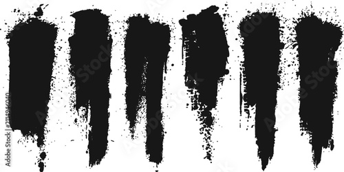 Foto A bold collection of artistic black paint strokes creates a gritty and expressive design element, perfect for adding urban texture and edgy creative flair to graphic projects
