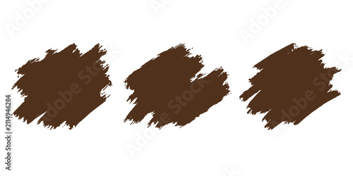Cuadro en lienzo Three abstract brown paint strokes resembling smudges or smears create a minimalist and textured graphic element, hinting at art or raw materials
