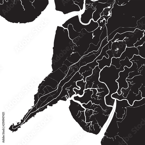 фотографія Vector Street Map of Conakry Guinea Black and White Minimalist City Road Map