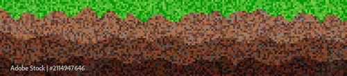 Pixel grass game background, 8bit blocks green pattern