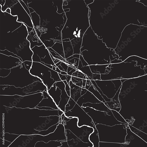 Bild auf Leinwand Vector Street Map of Craiova Romania Black and White Minimalist City Road Map