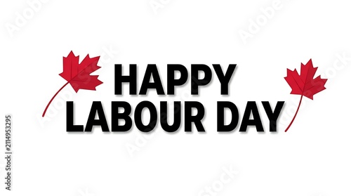 Happy Labor Day banner with maple leaves
