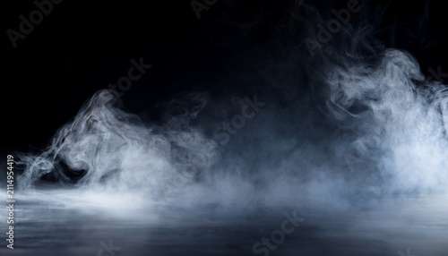 abstract misty fog on isolated black background smoke stage studio texture overlays the concept of aromatherapy