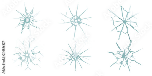Canvastavla Blue Tinted Glass Fracture Patterns Against Black Background