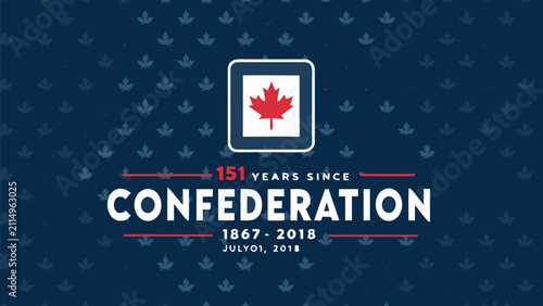 Foto Maple leaf pattern with confederation text and commemorative badge