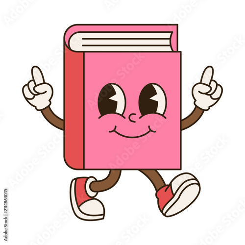 Vintage Rubber Hose Cartoon School Book Mascot Character.