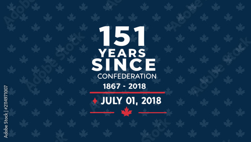 Bild auf Leinwand Maple leaf pattern with confederation anniversary text on navy background