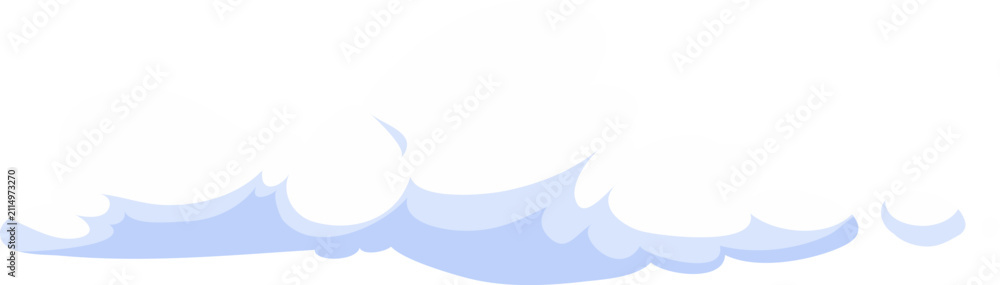 Obraz premium Cartoon cumulus and fluffy cloud in blue sky. Heaven white clouds, vector cloudy sky background. Summer sunny sky backdrop