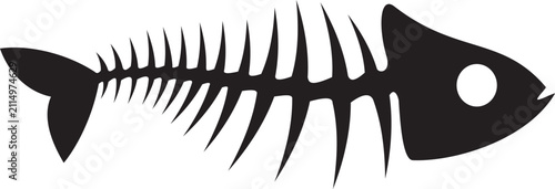 Fotografie Isolated fish bone icon, fishbone black silhouette
