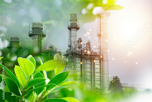 Принти на полотні Green industry, environmentally friendly energy plants, a healthy environment, low ozone levels, and a low carbon footprint