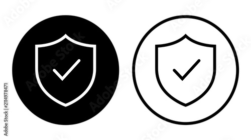 Shield icons with checkmarks representing digital security, data protection, verification symbol