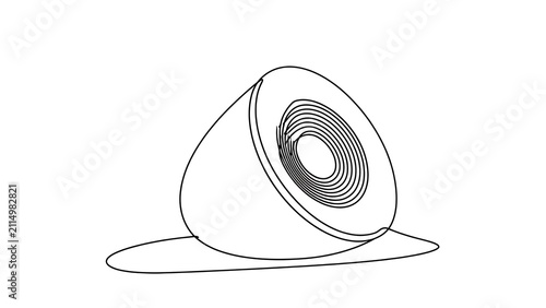 Speaker icon line art on white background.