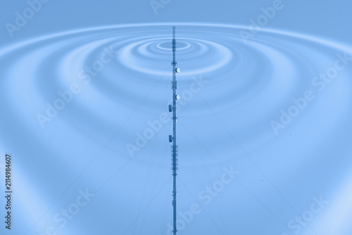 Antenna tower of telecommunication and Phone base station with TV and wireless internet antennas 
