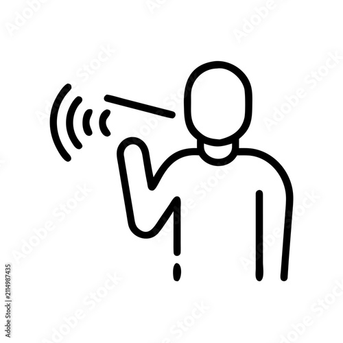 People speak icon, flat design outline, sound speech symbol.