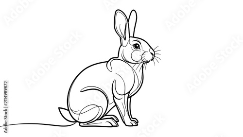 Minimalist rabbit sketch on white background.