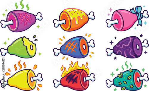 Canvastavla Chicken Illustrations with Vibrant Colors and Various Effects Featuring Illustra