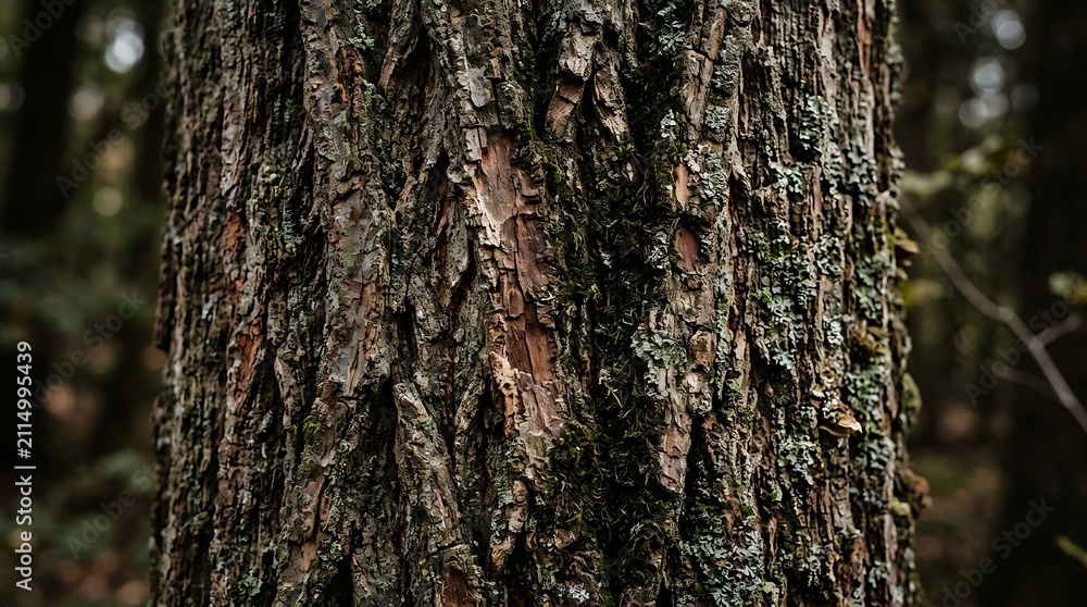 Fototapeta premium Close up of rough dark tree bark texture in the forest