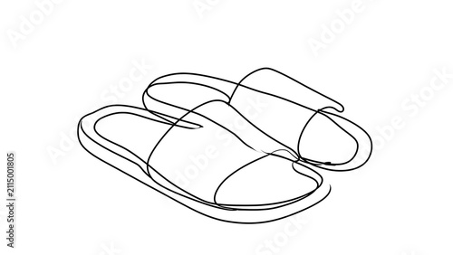 Minimalist slip on sandals illustration white background.