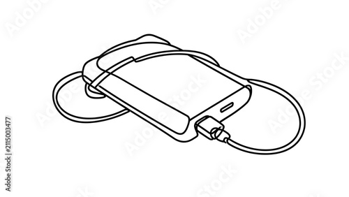 Power bank charging device white background.