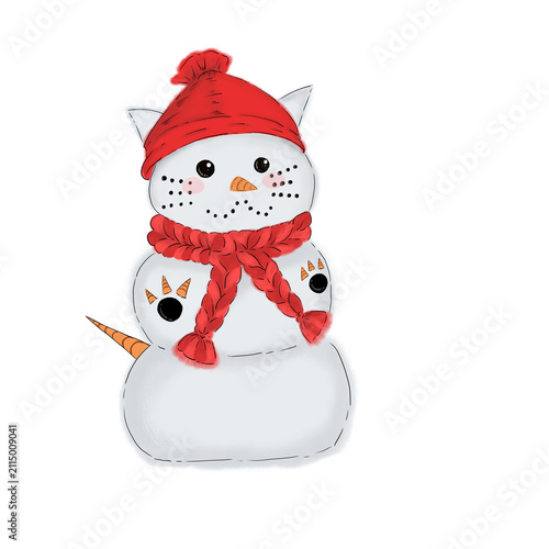 Fotografie snowcat with red hat