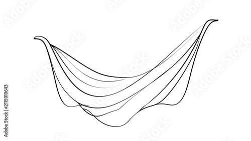 Elegant flowing fabric waves on white background.