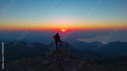 Aerial Orbit Mountain Peak Silhouette