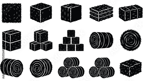 Принти на полотні Hay bale icons set