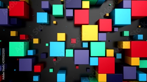 Background of Cubes. Abstract motion, loop, 3d rendering, 4k resolution
