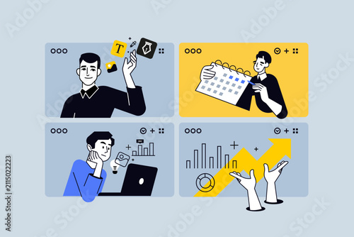 Creative business concepts of graphic design, event, seo and planning. Vector illustration for web banner, social media banner, business presentation, marketing material. 