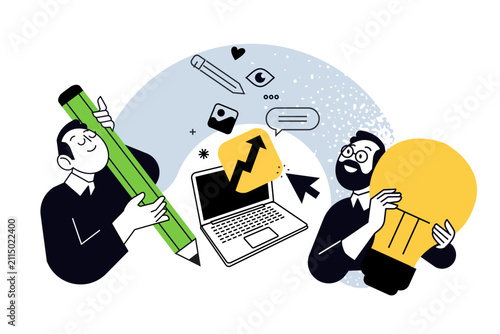 Creative business concept of marketing strategy. Vector illustration for web banner, social media banner, business presentation, marketing material. 