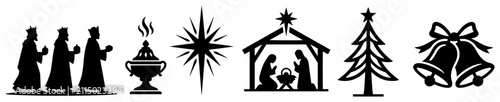 Foto Christmas nativity scene and epiphany icons featuring the three wise men and sta