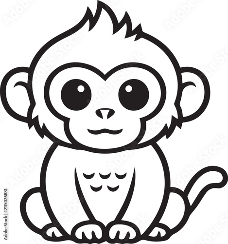 Canvas Print Cute cartoon monkey with shocked face and spiky hair Vector, illustration