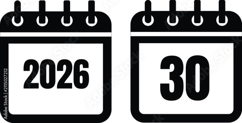 Calendar Year and Date Icons Set for Planning and Scheduling