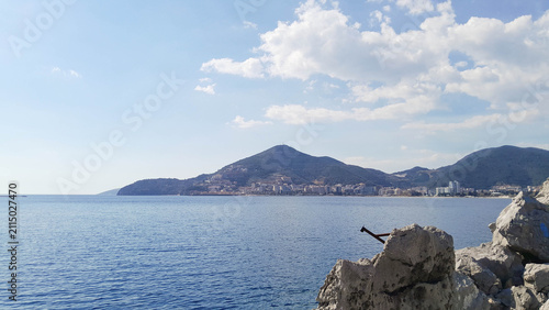 Obraz na płótnie Tourists enjoying view of coast near Zvala in Montenegro.