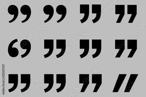 Obraz na płótnie Set of quotation marks in various typography styles on a transparent background layer