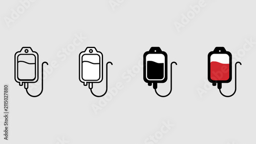 Fotografía Modern blood transfusion and IV drip icon collection in outline, glyph and color styles