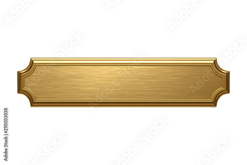 Ornate blank gold plaque with decorative corners
