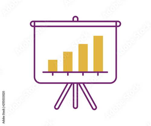 Business Growth Presentation Screen with Bar Chart Vector Icon