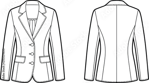 Foto Black and white of two women's blouses with different necklines and sleeve style