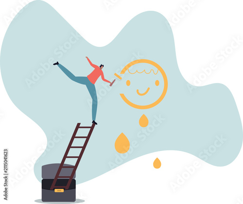 Happiness and positive thinking, optimism or motivation to live happy life.human life and situation.vector illustration.