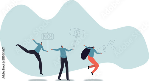 Employee protest, work strike or people demonstration, social gathering, activism protest for civil right, human life and situation.vector illustration.